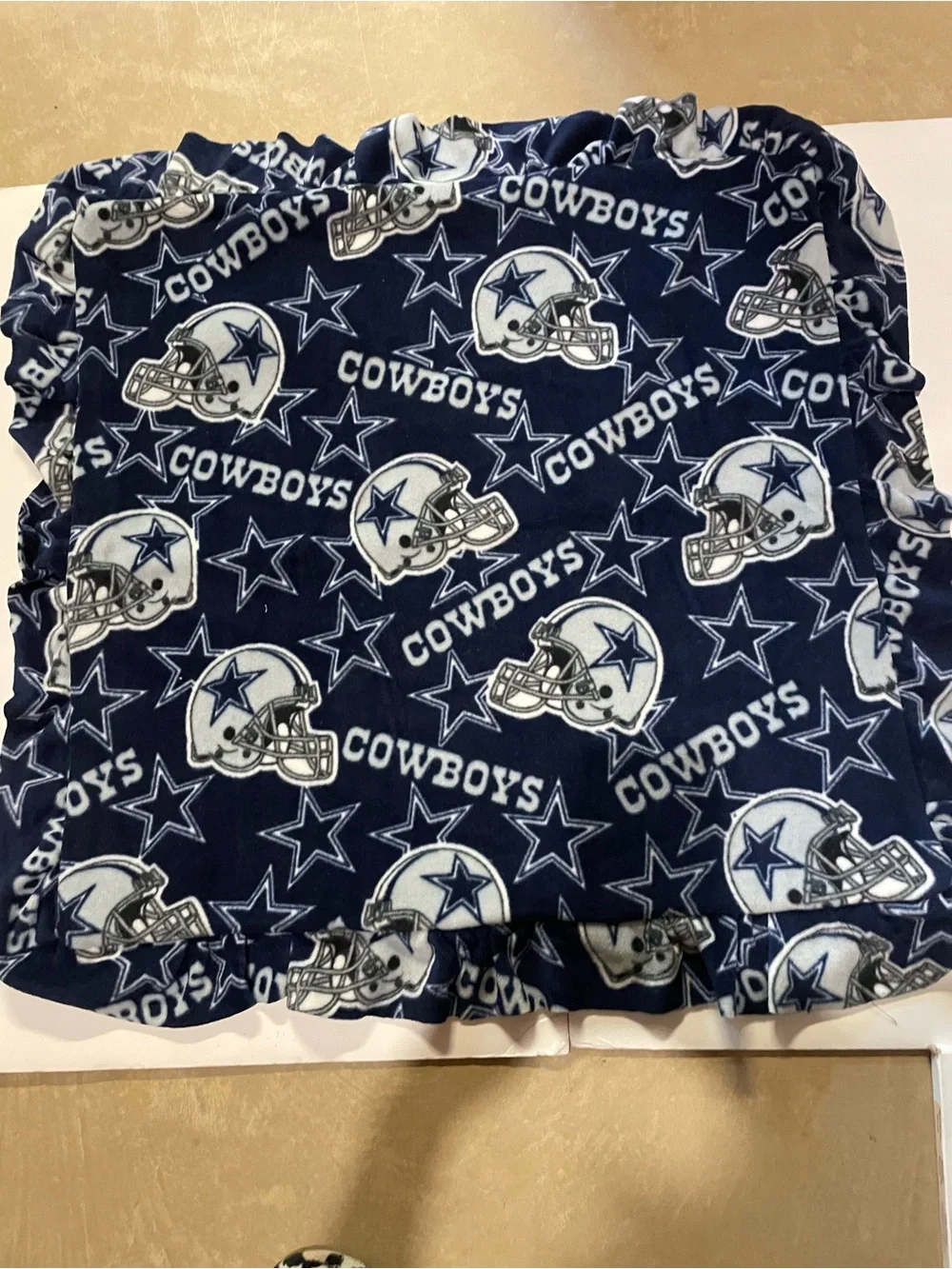 Dallas Cowboys Navy Ruffled Fleece Receiving Blanket - NFL Team Design